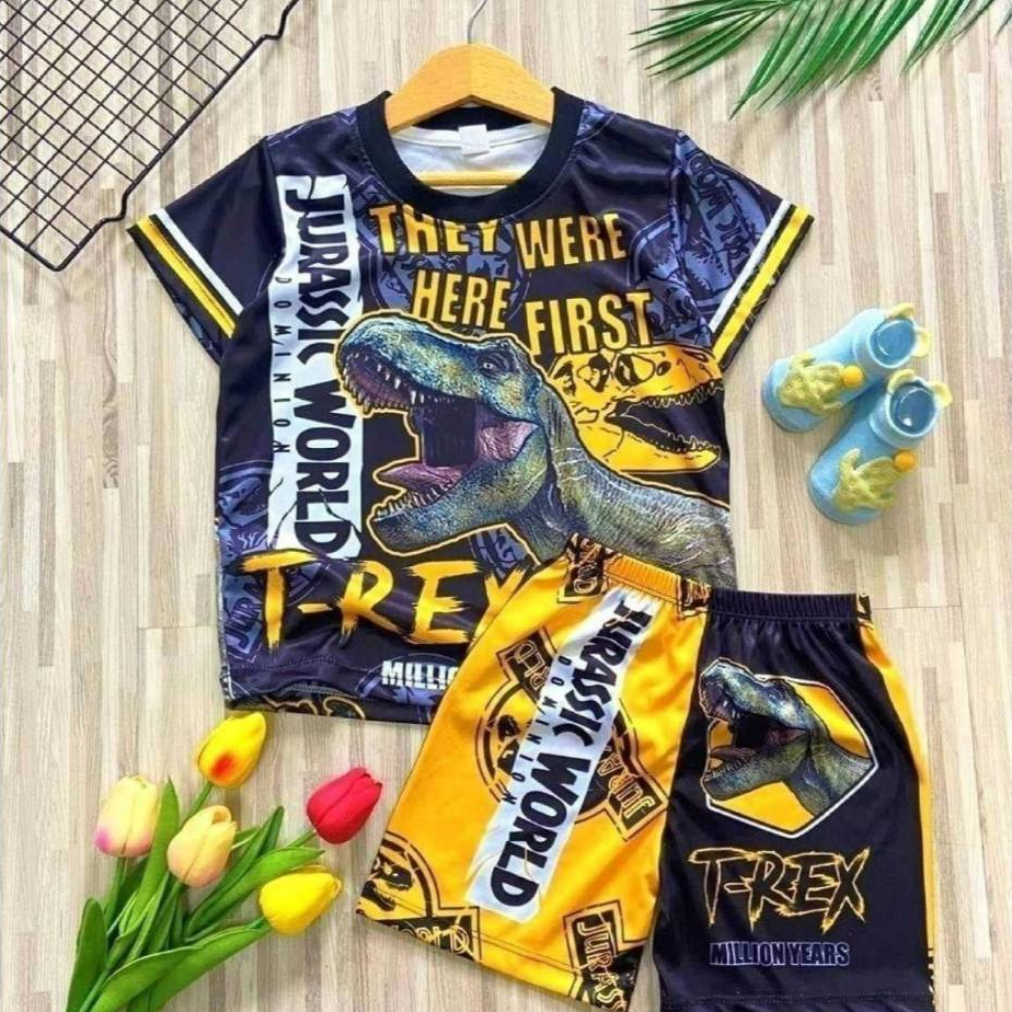 เสื้อผ้าเด็ก ชุดเด็ก แขนสั้น กางเกงขาสั้น ผ้าลื่นไมโคร