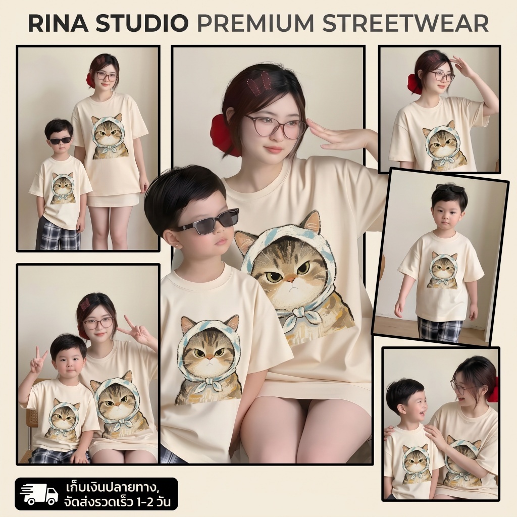 🔥พร้อมส่ง&COD🔥RINASTUDIO🔥เสื้อยืด รุ่นใหม่ฤดูร้อน2026 ชุดครอบครัว4คน สำหรับท่องเที่ยว เสื้อพ่อแม่กับลูก#14