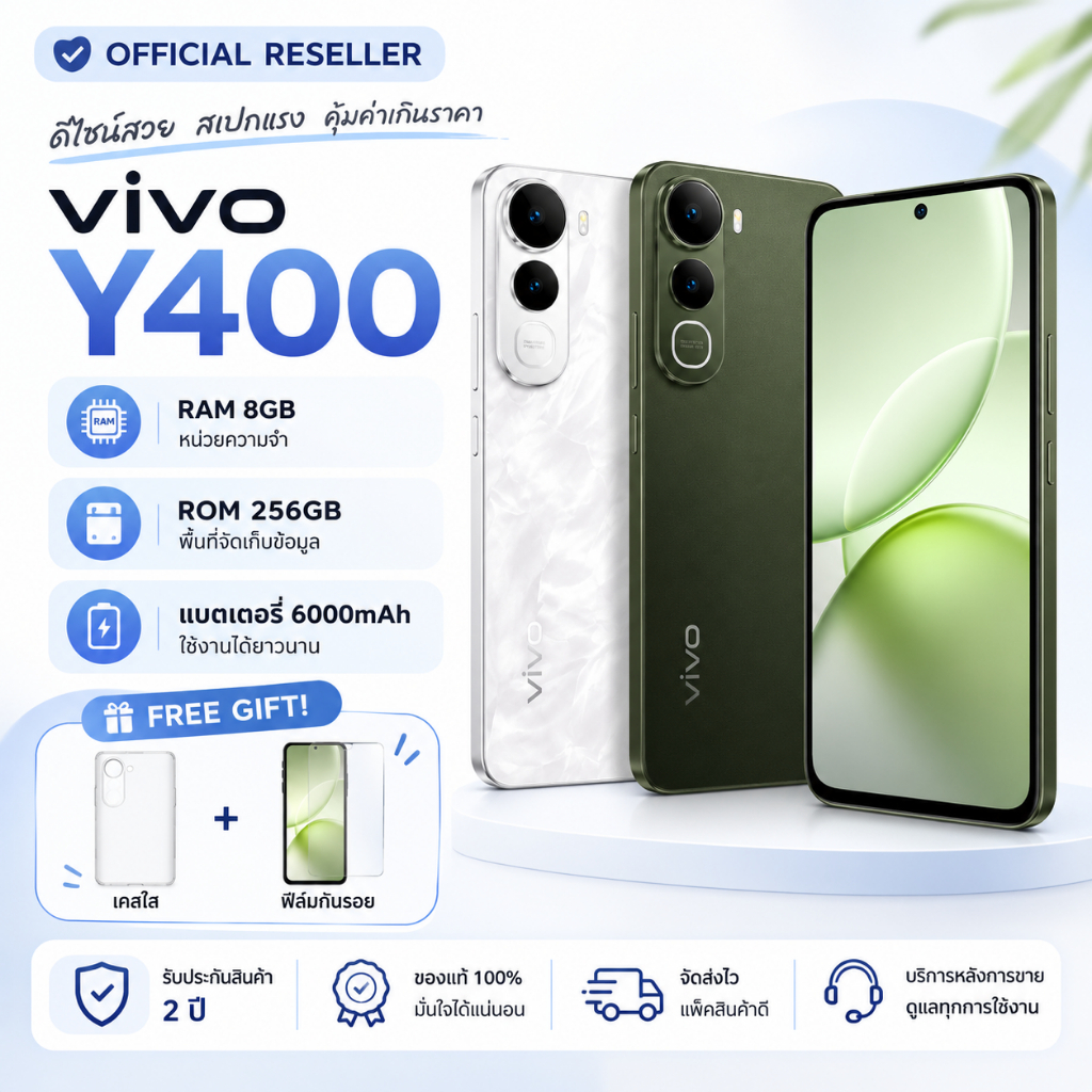 Y400 5G (เครื่องศูนย์) 8GB/256GB | หน้าจอ AMOLED 120Hz | กล้อง 50MP | แบตเตอรี่ 6000mAh | ชาร์จไว | 