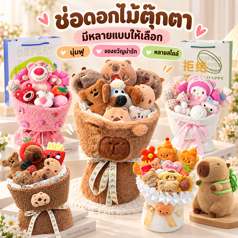 พร้อมส่ง ช่อดอกไม้ ช่อคาปิบาร่า capybara ตุ๊กตาช่อดอกไม้ ของขวัญวันเกิด ของขวัญวาเลนไทน์