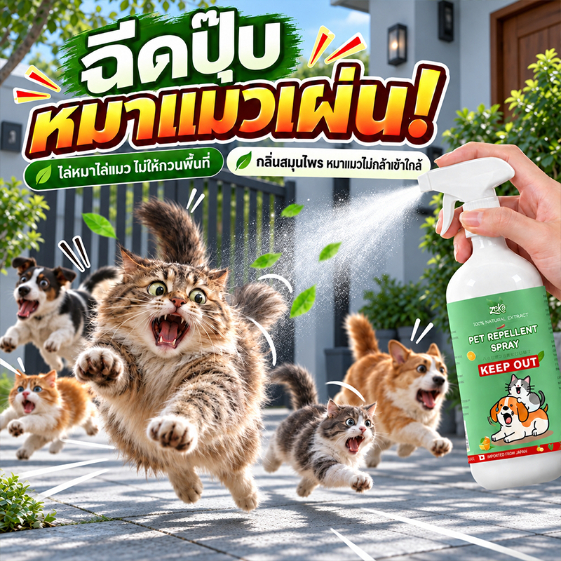 ฉีดปุ๊บ แมวหนี สเปรย์ไล่แมว สเปรย์ไล่หมา ก้อนไล่แมว ยาไล่แมว 500ml ขับไล่อย่างปลอดภัย ใช้ได้ทั้งในบ้านและในสวน