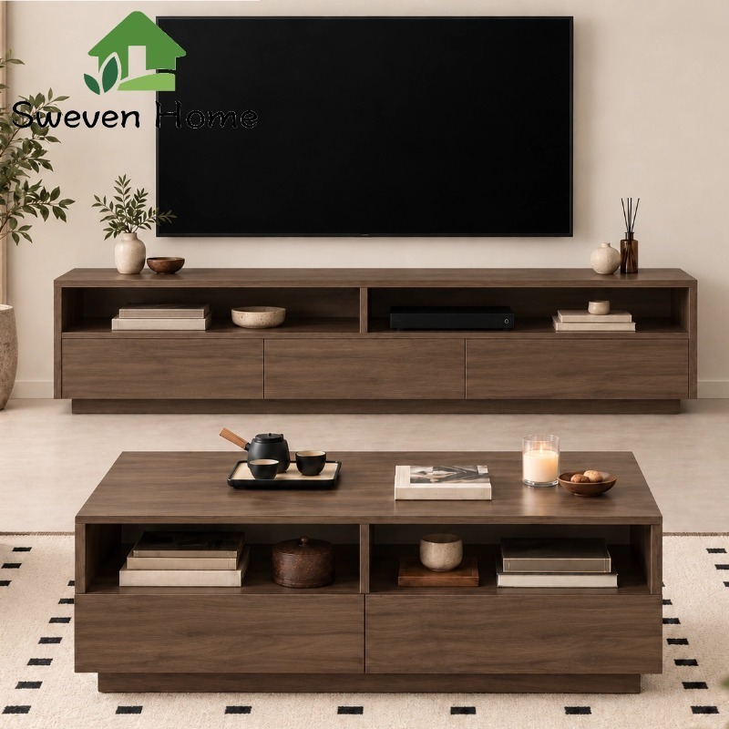 Sweven Home ชั้นวางทีวี ตู้วางทีวี ตู้เก็บของ 3 ลิ้นชัก พื้นที่เก็บของกว้าง สไตล์มินิมอล แข็งแรง ประหยัดพื้นที่