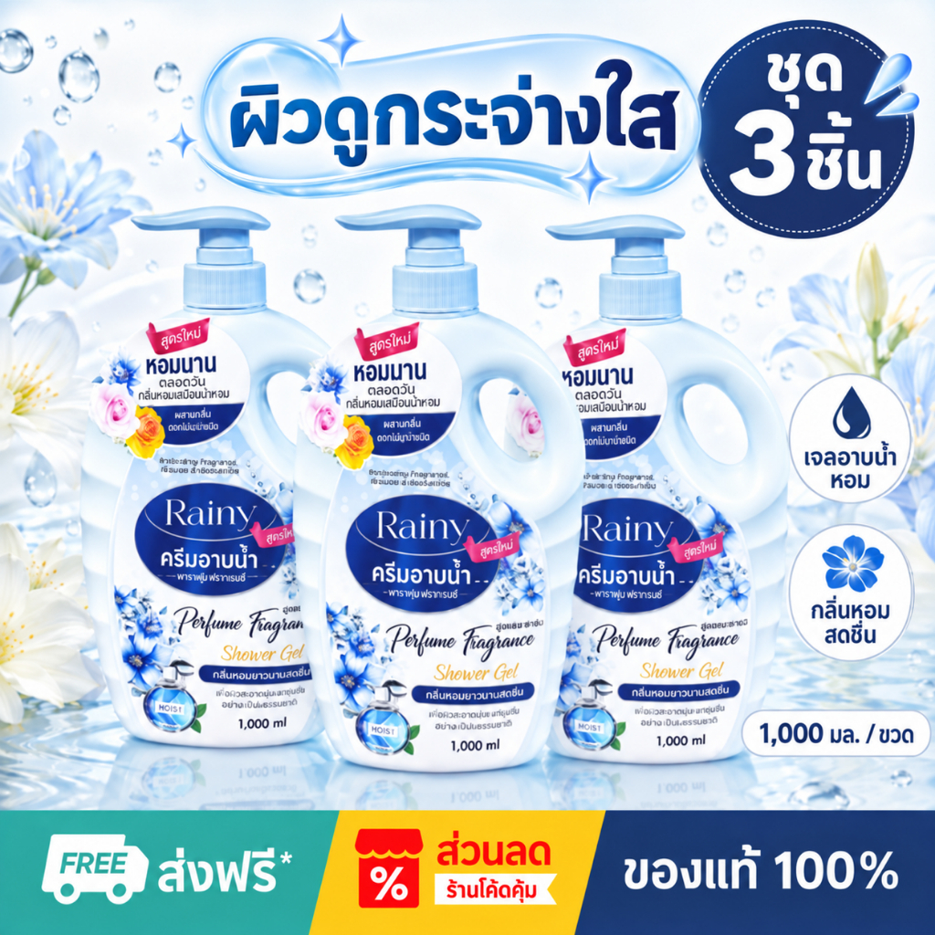【เซ็ต 3 ชิ้น】สบู่เหลว ครีมอาบน้ำตัวหอม ติดทนนาน ผิวขาว ชุ่มชื้น อ่อนโยน กลิ่นหอม Perfume Body Wash Set3L