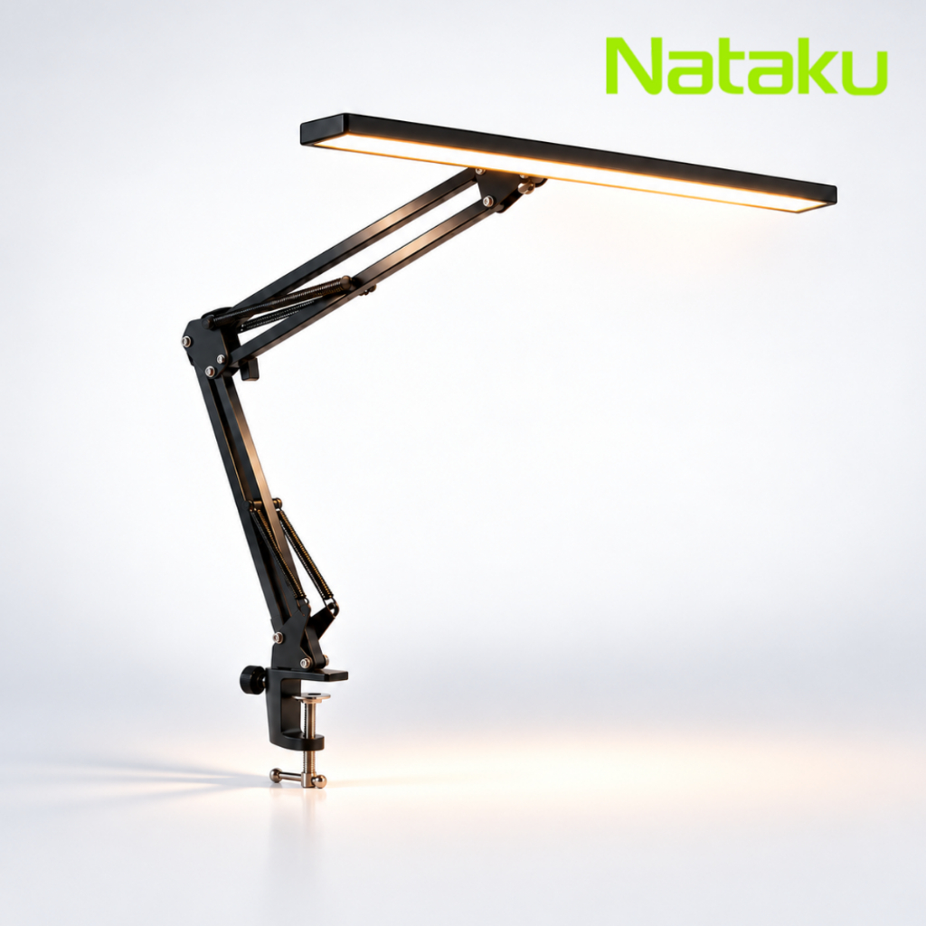 Nataku โคมไฟหนีบโต๊ะ LED โคมไฟอ่านหนังสือ Desk Lamp แขนยาว ปรับแสง 3 โทน ปรับองศาได้
