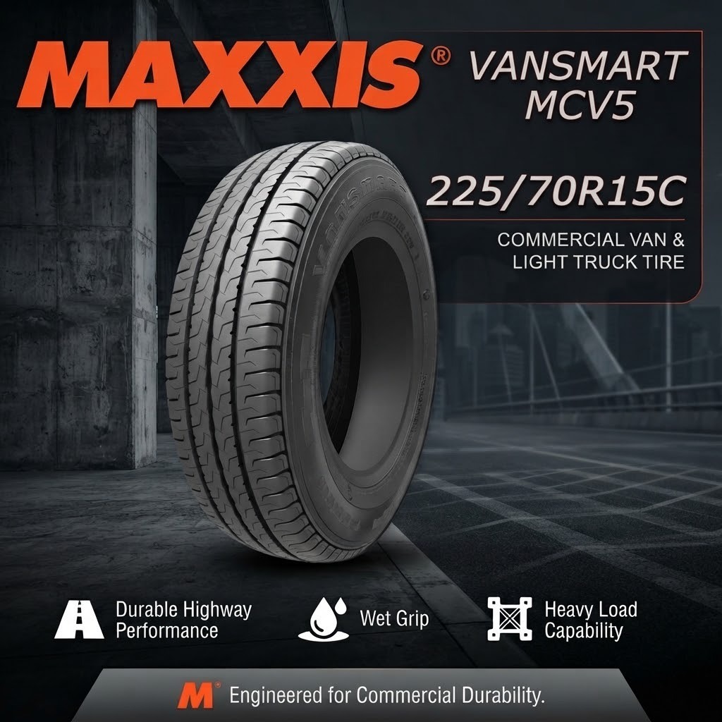 ยางรถยนต์ ขนาด 225/70R15C รุ่น MCV5 ยี่ห้อ MAXXIS แถมฟรีจุ๊บลมยาง