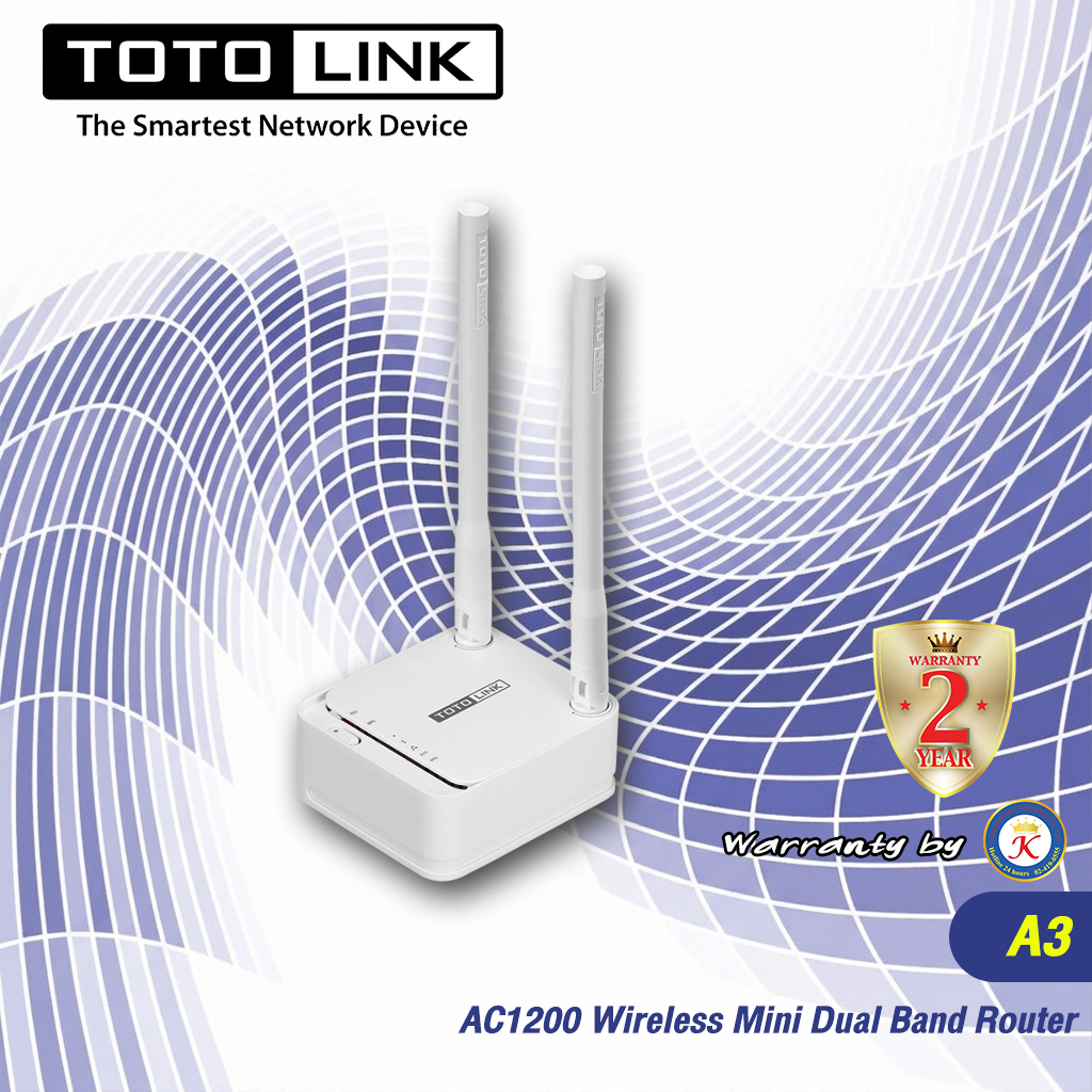 "TOTOLINK" AC1200 Wireless Mini Dual Band Router รุ่น A3