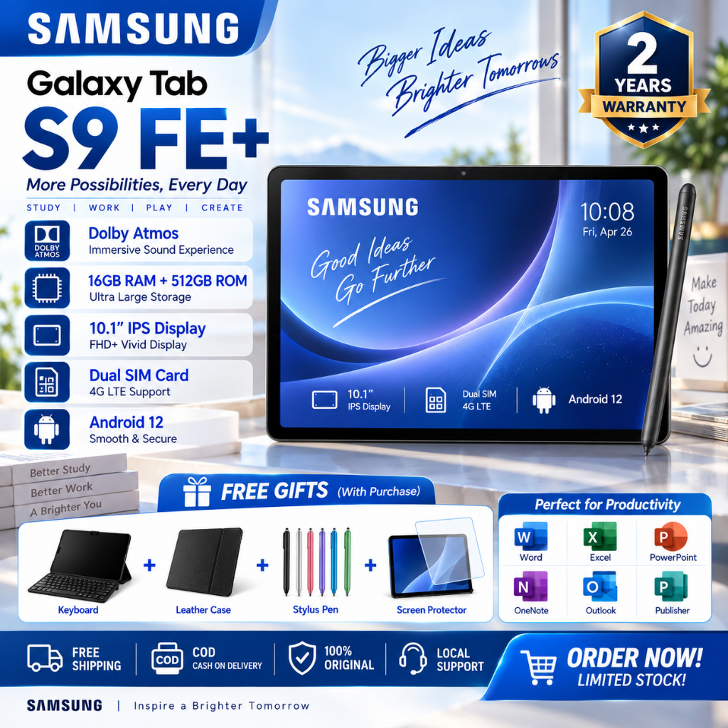 🔥 Samsung Galaxy Tab 5G | RAM 16GB + ROM 512GB | จอ FHD 10.1" | 5G + WiFi | Android 12 | แถมคีย์บอร์