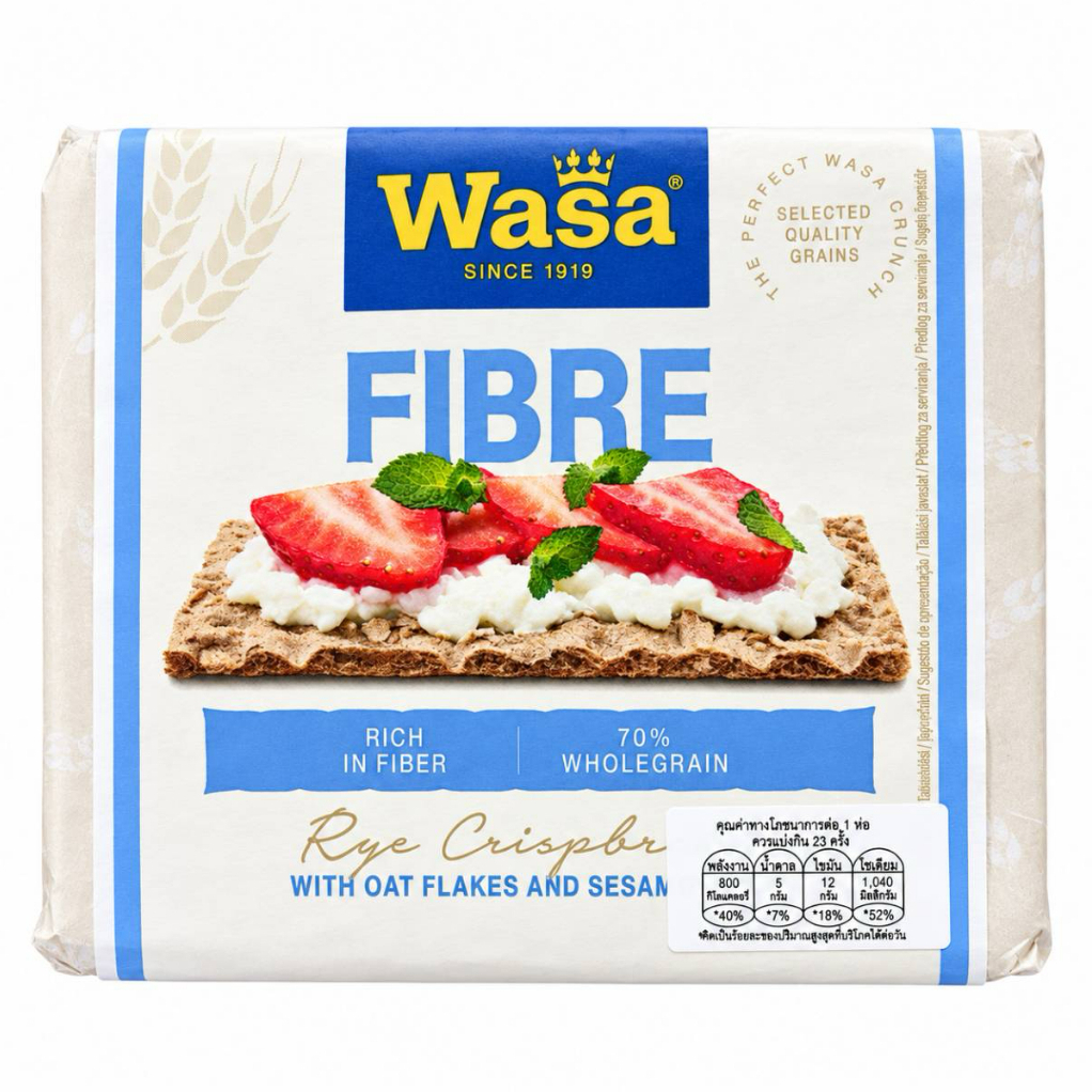 Wasa Fibre 230G Wasa Crispbread ขนม ขนมกินเล่น ขนมปังกรอบ บิสกิต แครกเกอร์ นำเข้าจากอิตาลี