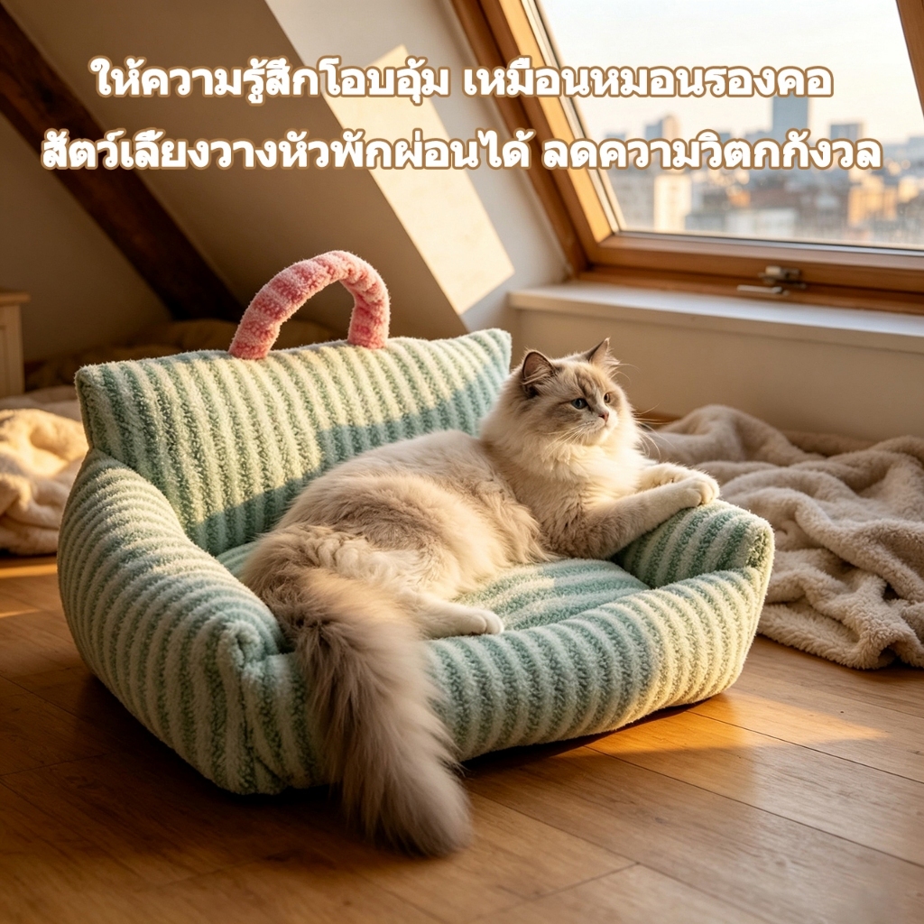 🛋️ บ้านหมา ที่นอนแมว ที่นอนสัตว์เลี้ยง ที่นอนขอบตั้ง ที่นอนแมว เตียงสุนัข ขนาดใหญ่พิเศษ เบาะสัตว์เลี้ยง ที่นอนแมวใหญ่ รูปที่ 8