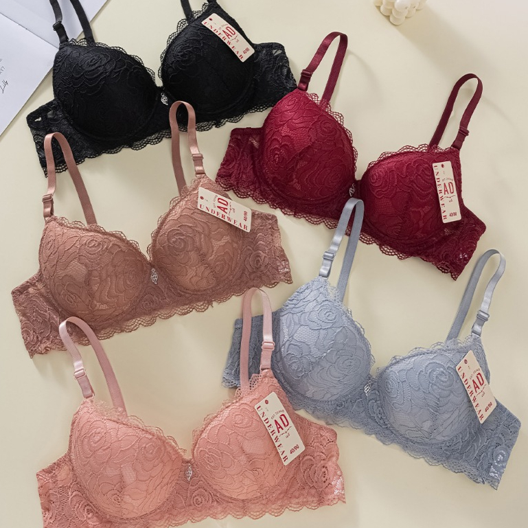 009# AD Bra เสื้อในมีโครง บราลูกไม้ทั้งตัว ไซส์ใหญ่ ฟองบาง 3ตะขอใช้งาน คัพC ชุดชั้นในผู้หญิง พร้อมส่ง