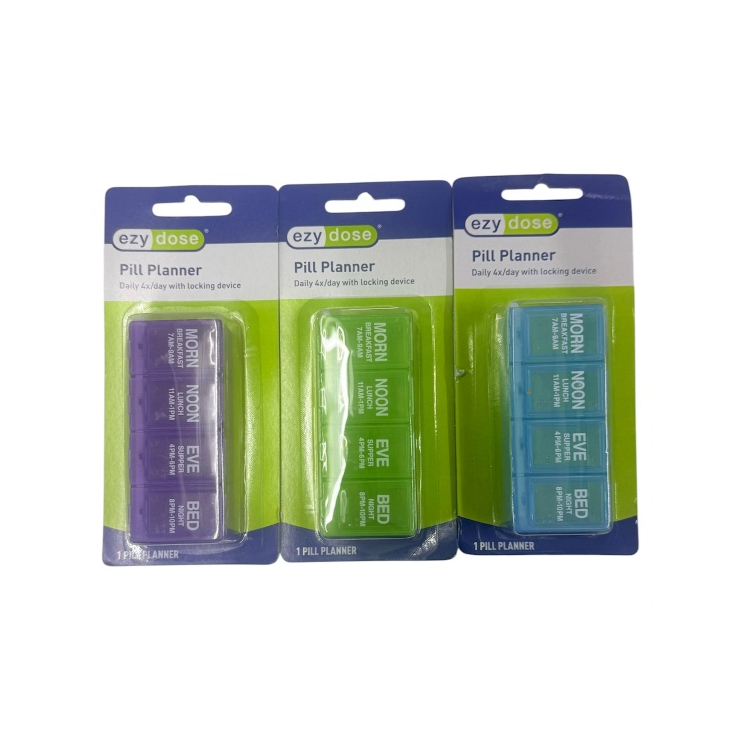((1ชิ้นต่อออเดอร์คละสี)) Ezy Dose Pill Planner ตลับยา 4 ช่อง