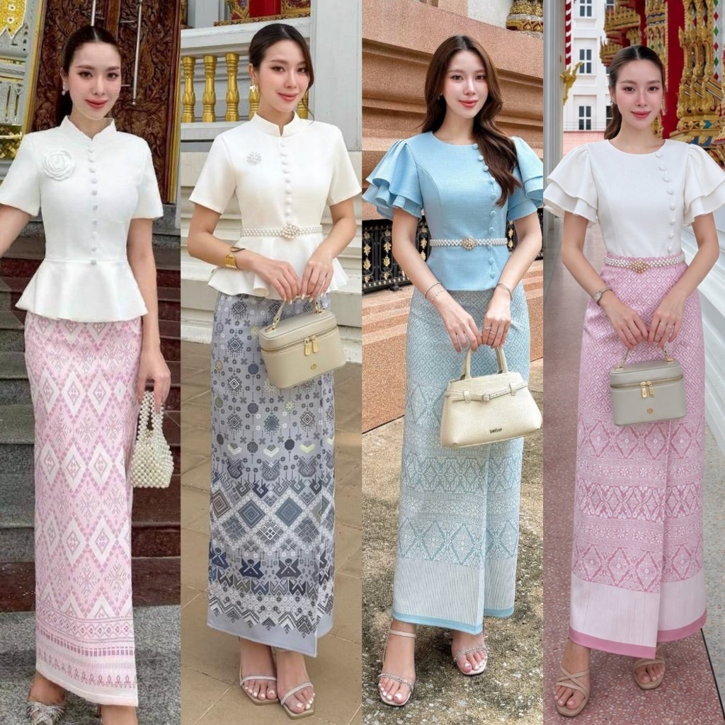 ❣️พร้อมส่ง📌 CHERISH ชุดไทย เสื้อ+กระโปรง ใส่ออกงาน งานบุญ งานบวช งานกฐิน แฟนนาค งานแต่ง
