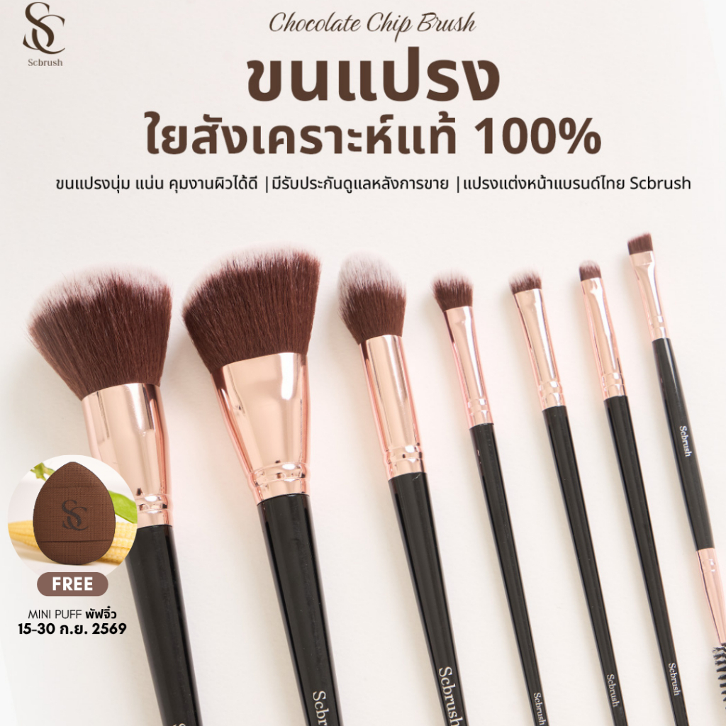 Scbrush Chocolate Chips Brush Set 7 Pieces | เซตแปรงแต่งหน้าช็อคโกแลตชิพ 7 ชิ้น พร้อมส่งในไทย แปรงพุ