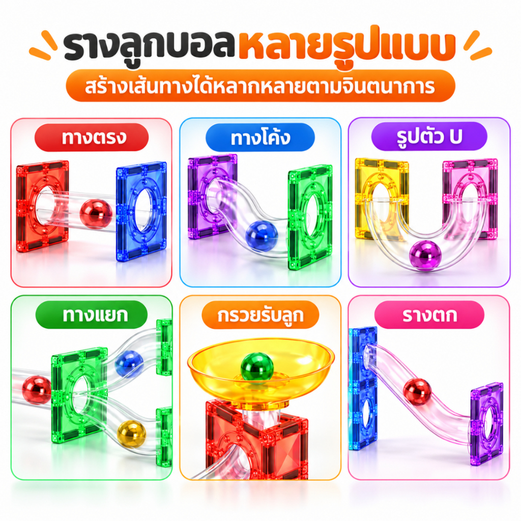 NIKO مكعبات مغناطيسية مسار كرات Marble Run ‏(42 قطعة) — صورة 8