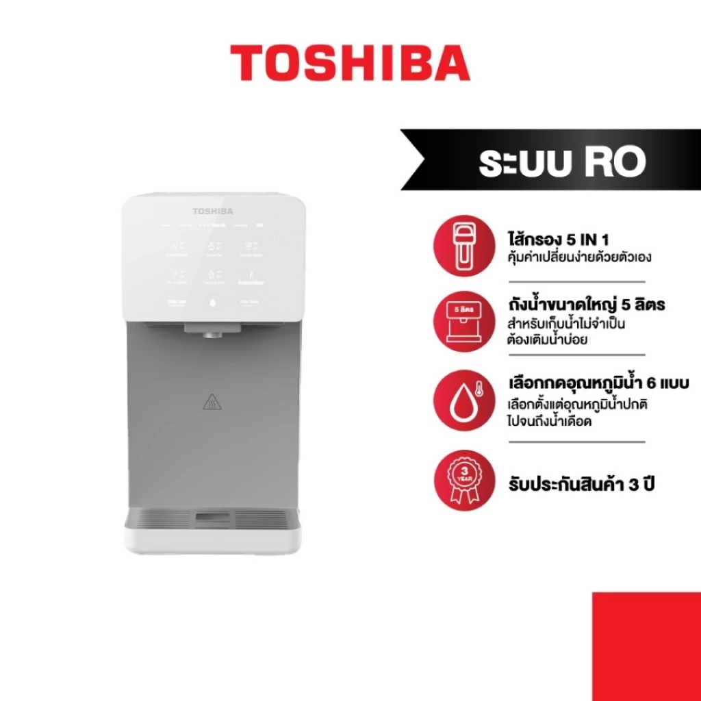 TOSHIBA เครื่องกรองน้ำ ประเภทตั้งบนเคาน์เตอร์ RO รุ่น TWP-TSR76TTH(W)