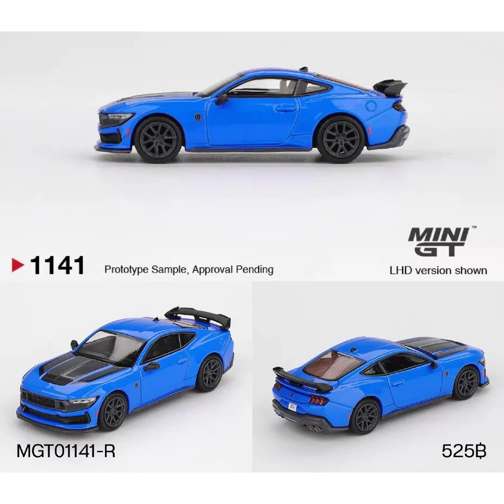 MGT01141-R - MINI GT 1/64 FORD MUSTANG DARK HORSE 2024 GRABBER BLUE RHD DIECAST SCALE MODEL CAR