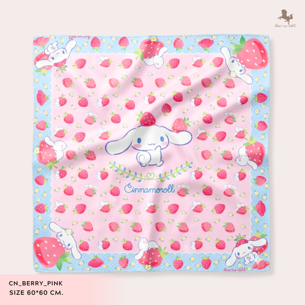 Kiss Me Doll ผ้าพันคอผืนเล็ก/ผ้าโพกหัว ลิขสิทธิ์แท้จาก Sanrio  ขนาด 60*60 cm.