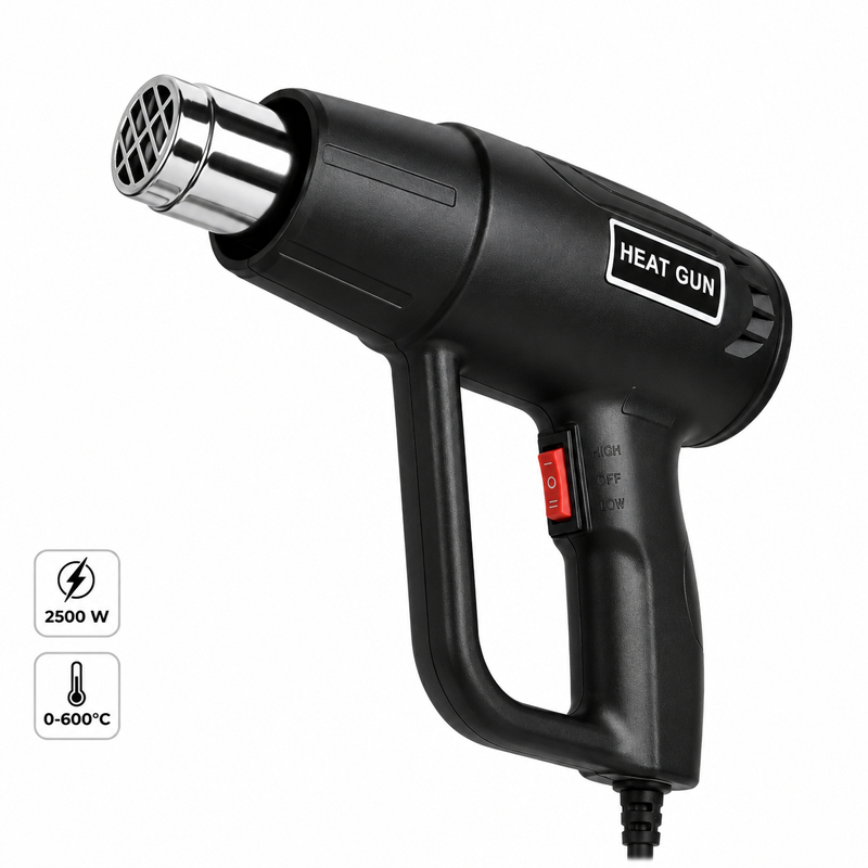 ปืนเป่าลมร้อน 2000W/2500W เครื่องเป่าลมร้อน Heat Gun ปรับได้ 2 ระดับ ร้อนเร็ว ใช้กับฟิล์มหด ฟิล์มรถยนต์ PVC ลอกสี