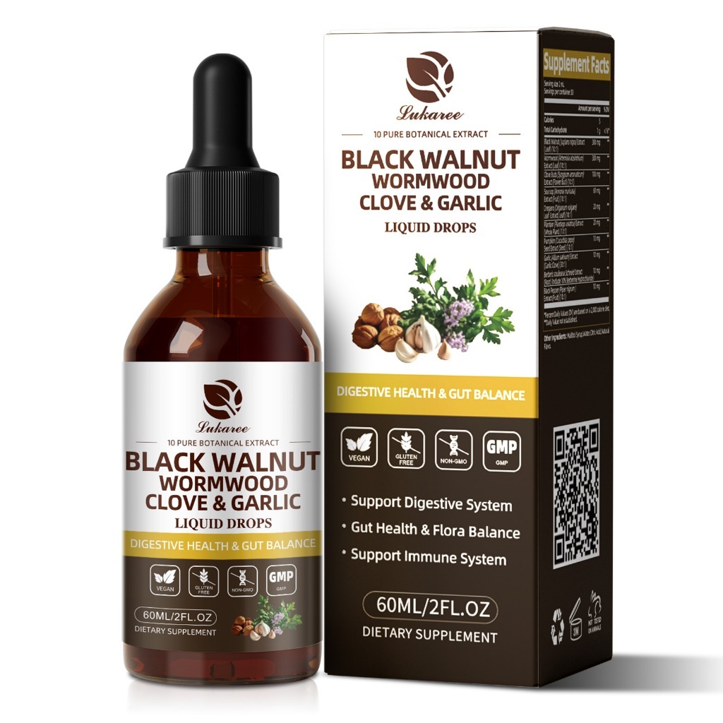 Lukaree Black Walnut Wormwood Liquid Drops น้ำมันสกัดสมุนไพร หยอด - ดูแลระบบย่อยอาหาร สมดุลลำไส้ สมุนไพร 10 ชนิด