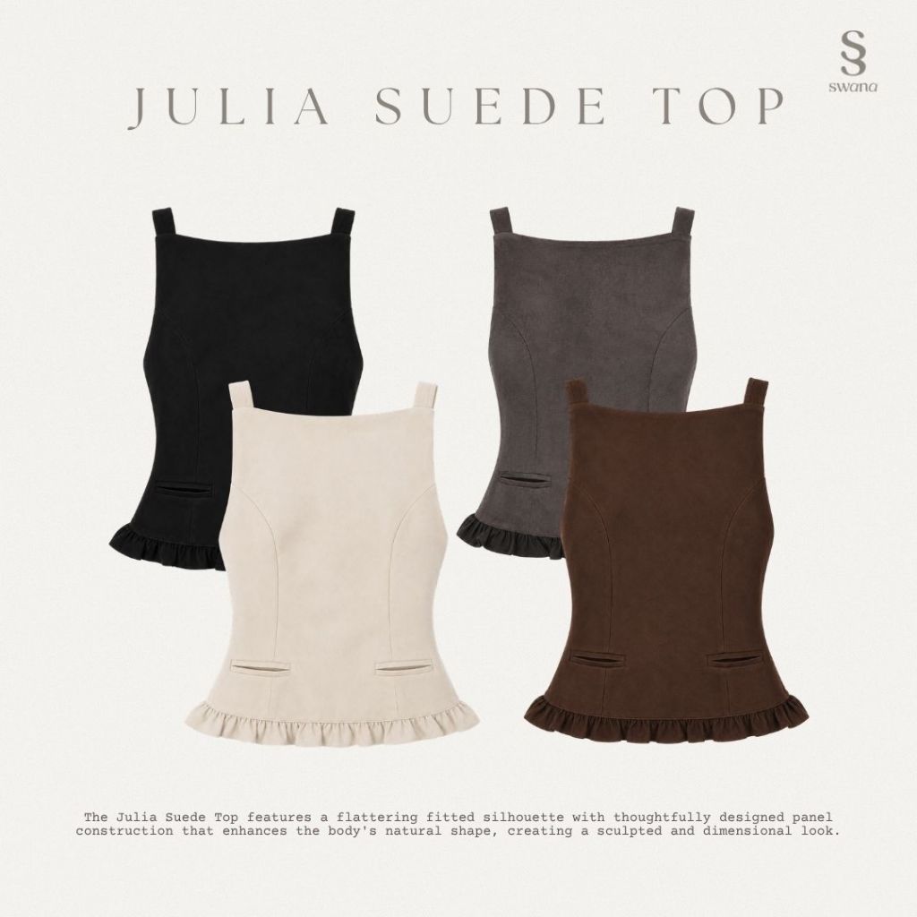 Swana.ss - Julia suede top (จู-เลีย) XS-XL แค่เสื้อ เสื้อหนังกลับดีไซน์เข้ารูป