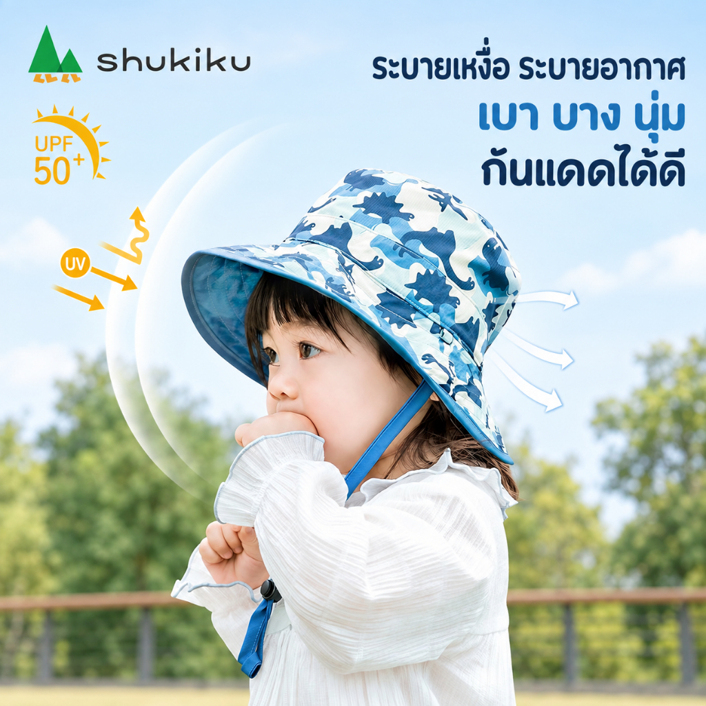 SHUKIKU قبعة شمس أطفال UPF50+ بوجهين قابلة للطي — صورة 4