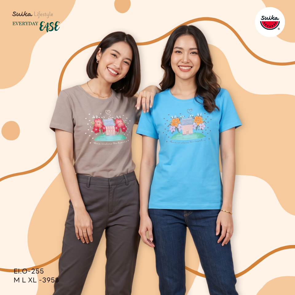 เสื้อแตงโม (SUIKA) - เสื้อยืดคอกลมแขนสั้น ผ้าอินเตอร์ล็อก ลายIM'CATTING ( EI.O-293 316 255 338 201 ) — صورة 6