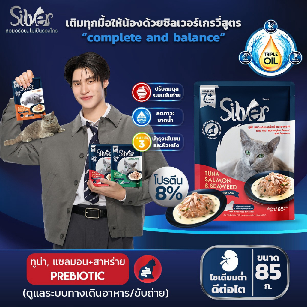 Silver طعام قطط رطب بالمرق Complete & Balanced ‏85 غ × 24 كيس — صورة 2