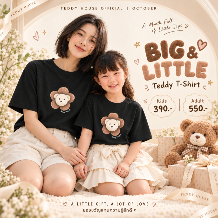 Teddy House تيشيرت واسع قطن 100% للجنسين — صورة 2