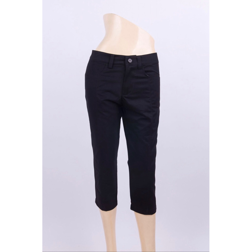 กางเกง 5 ส่วน ดำ  ขายาว ห้าส่วน ทำงาน ลำลอง ไซส์ใหญ่ ทรงกระบอก BIRABIRA P003 | Cropped Trousers