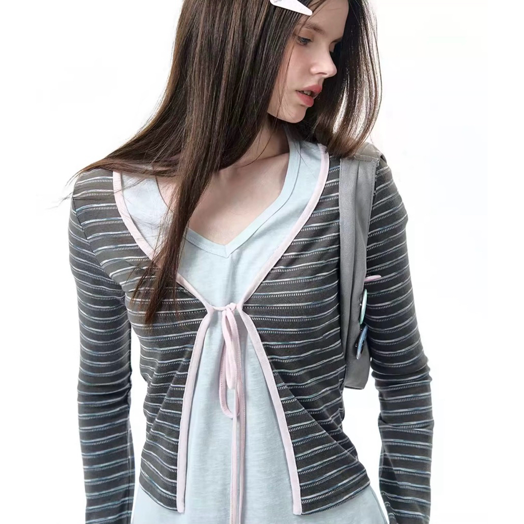 necystudio|พร้อมส่ง cardigan ꒰ఎ ♡ ໒꒱ เสื้อคาร์ดิแกน fit ผูกเชือก (ใช้โค้ดลด 20%) จากช็อปแท้💯
