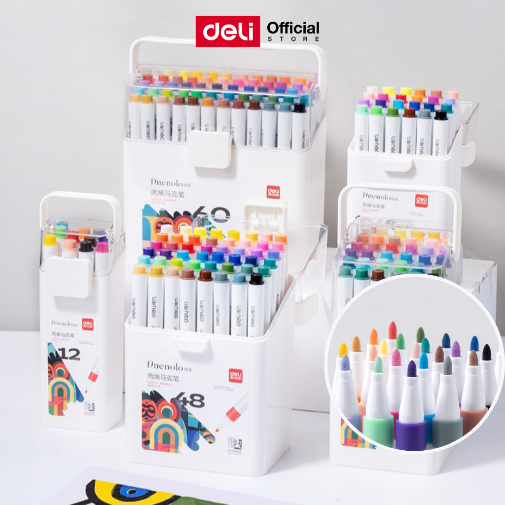 Deli ชุดปากกาสีอะคริลิค รุ่น HM118 ชุด 12/24/36/48/60 สี Acrylic Color จำหน่าย 1 ชุด