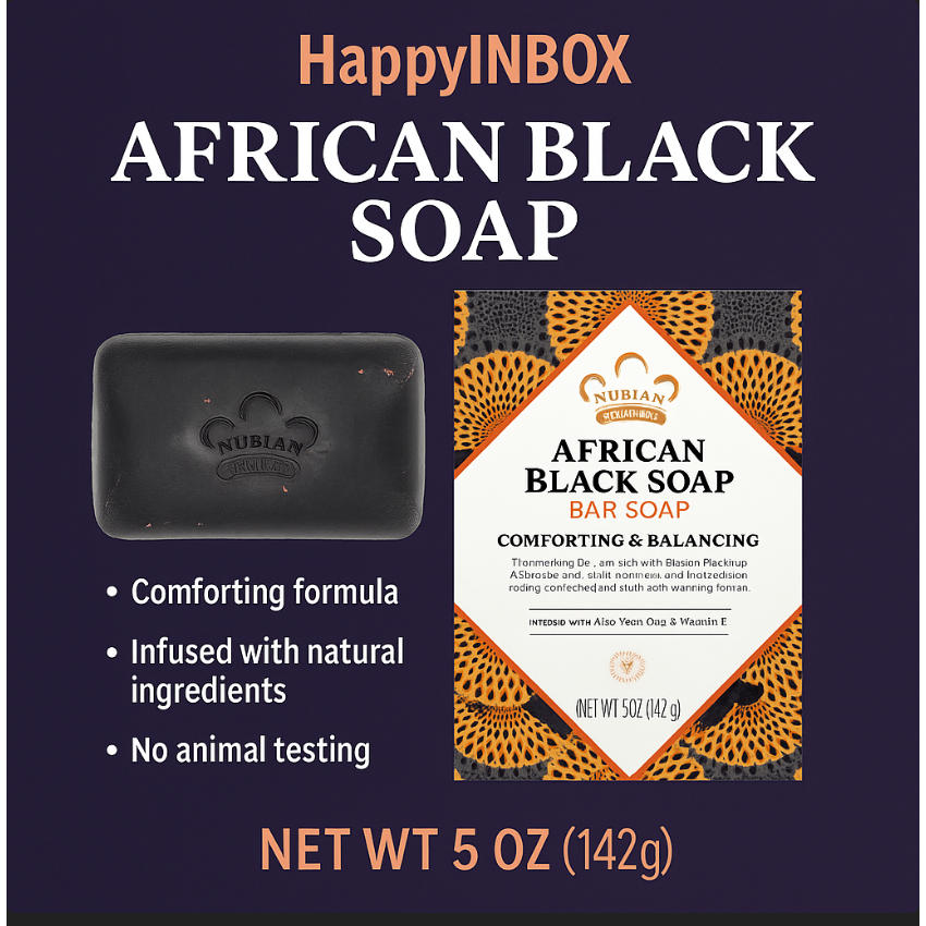 Nubian Heritage African Black Soap Bar 142g สบู่สูตรแอฟริกันแบล็คโซป