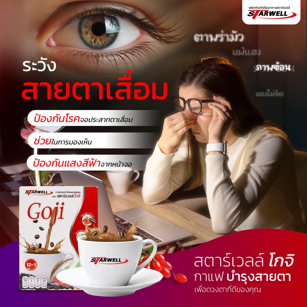 กาแฟสตาร์เวลล์โกจิ เพื่อดวงตา มองเห็นชัด คนรักสุขภาพตัวจริง