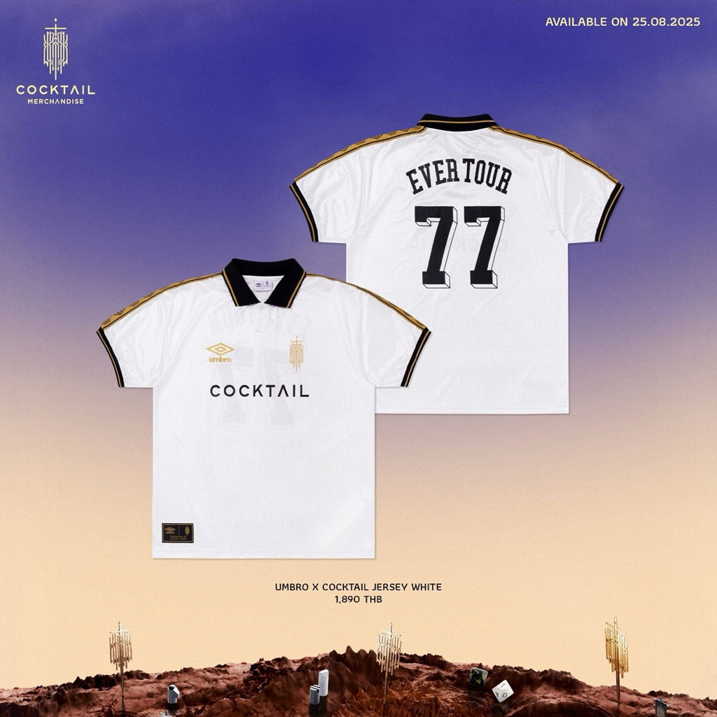 (Pre-Order) Size M UMBRO x COCKTAIL 77 EVER TOUR JERSEY WHITE