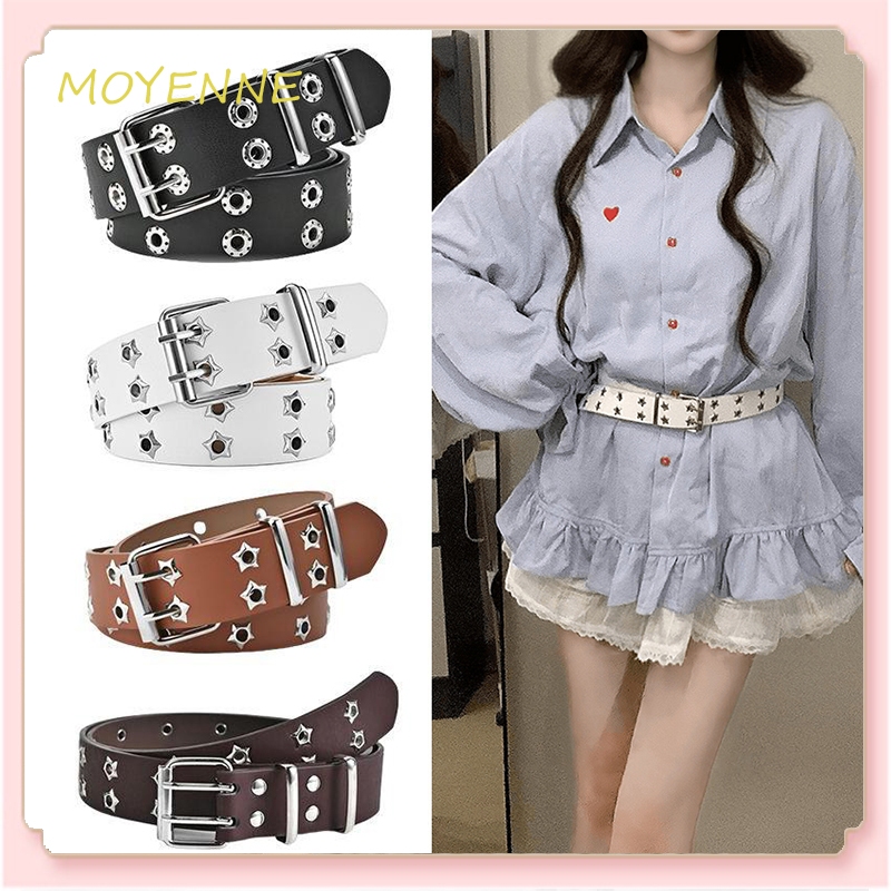 【จัดส่งกรุงเทพฯ】สไตล์หวานและเท่ หมุดสีขาวกลวง เข็มขัดรูปดาว ตกแต่ง ความรู้สึกหรูหรา ผู้หญิง ทันสมัย ​​อเนกประสงค์