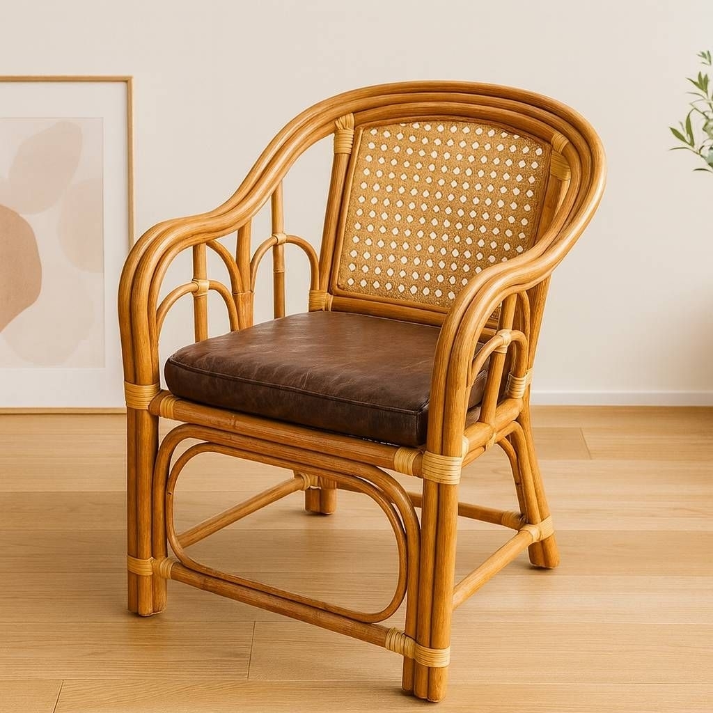 เก้าอี้หวายแท้ กนกทิพย์ เก้าอี้นั่งคนเดียวแถมเบาะ