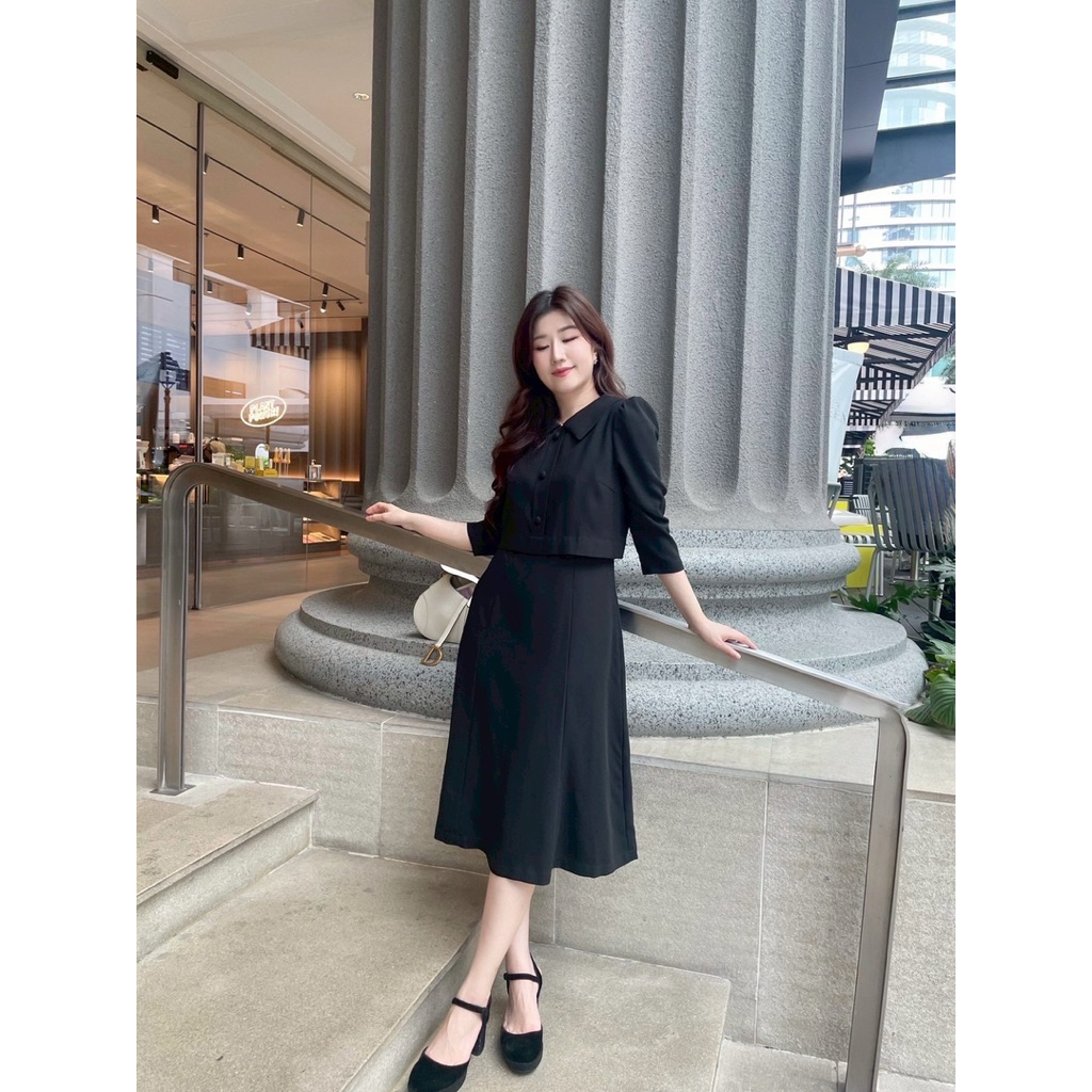 Classic Daisy C15 ชุดเดรสยาวสีดำ