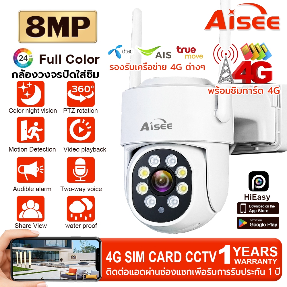 กล้องวงจรปิดใส่ซิม 4G HD 4K กล้องวงจรปิดไร้สาย ดูผ่านมือถือได้ทุกที่ ไม่ต้องมี Wi-Fi กล้องวงจรปิด