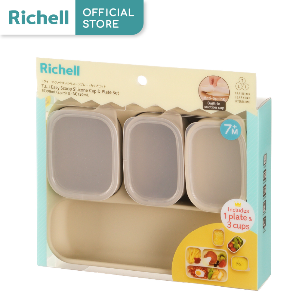 Richell (ริเชล) TLI ชุดทานอาหาร ป้อนอาหาร เด็ก Silicone Easy Scoop Feeding Set - สินค้าแนะนำ