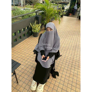 ผ้าคลุมผม ทรงไข่(Hijab)หน้ากุ๊กไก่ใส่คางได้พร้อมผ้าปิดหน้าไซส M L XL