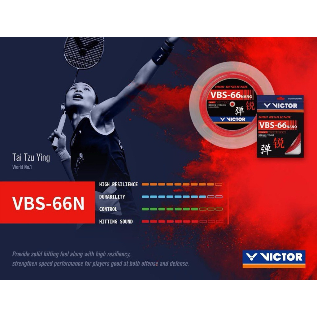 VICTOR เอ็นไม้แบดมินตัน รุ่น 𝗩𝗕𝗦 𝟲𝟲 𝗡𝗔𝗡𝗢🔥ยืดหยุ่นสูง🔥 ขนาด 0.66 มม. 🦾ทนทาน แม่นยำ🎯🔥[ของแท้💯]