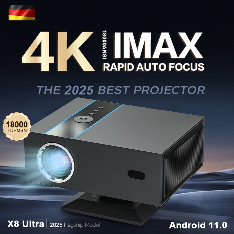 FINTEXPro X8 4K 900 ANSI 18000Lumens AutoFocus การอัพเกรดที่ครอบคลุม โปรเจคเตอร์ปรับโฟกัสอัตโนมัติบ้