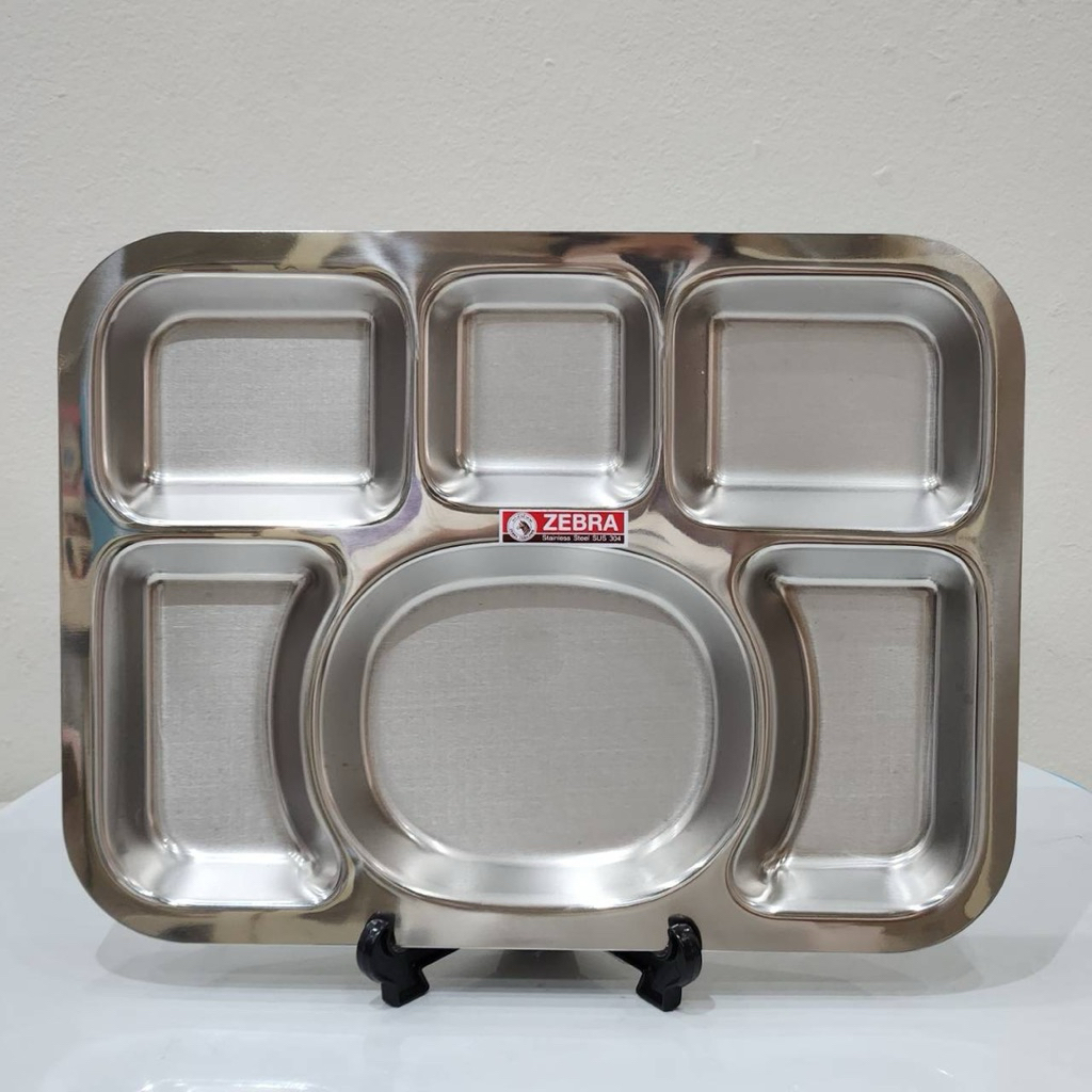 zebra ถาดหลุมเหลี่ยม 6 ช่อง ตราหัวม้าลาย 132040 ถาดหลุมสแตนเลส ถาดอาหาร