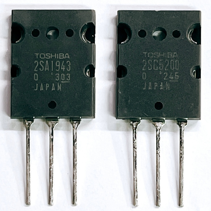Transitor​ ทรานซิเตอร์​ เบอร์​ 2SA1943 -​ 2SC5200 (A1943 - C5200) ยี่ห้อ​ Toshiba​ ของแท้ จำนวน1คู่