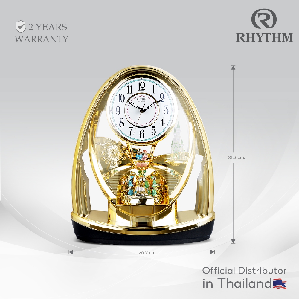 นาฬิกาตั้งโต๊ะ RHYTHM นาฬิกาตั้งโต๊ะ นาฬิกาตกแต่งบ้าน ระบบเดินเข็มของญี่ปุ่น 26x31 ซม.-4SG725WR18