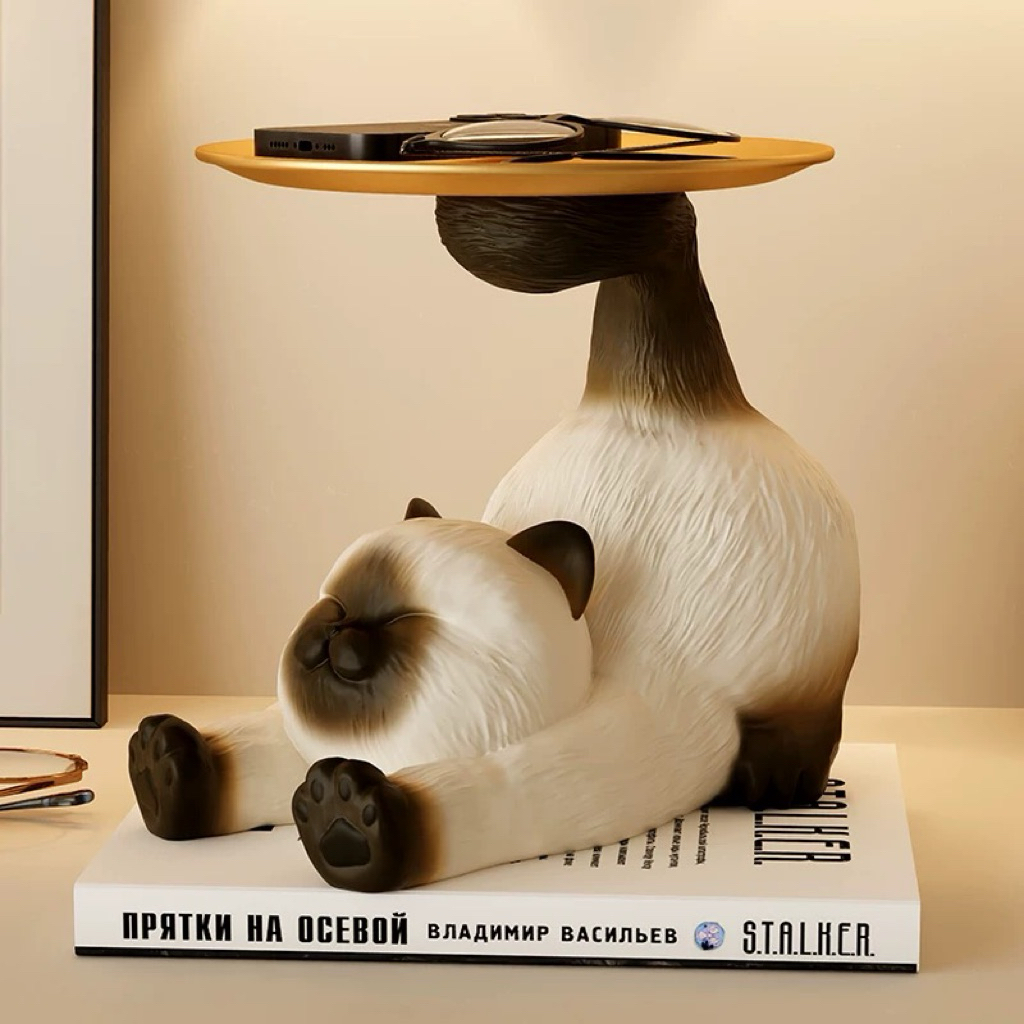 พร้อมส่ง🍑 ถาดวางของ Cat Butler Tray แมวอ้วนขี้เกียจ ที่วางเครื่องประดับ ถาดวางของอเนกประสงค์ นาฬิกา 