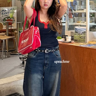 *มีส่งด่วน* upeachme(B15) RON Tank [อก26-48"] เสื้อกล้ามผ้าร่องสีพื้นขนาดใหญ่ เสื้อแขนกุดแต่งกระดุมหน้า กล้ามไหมพรมยืด