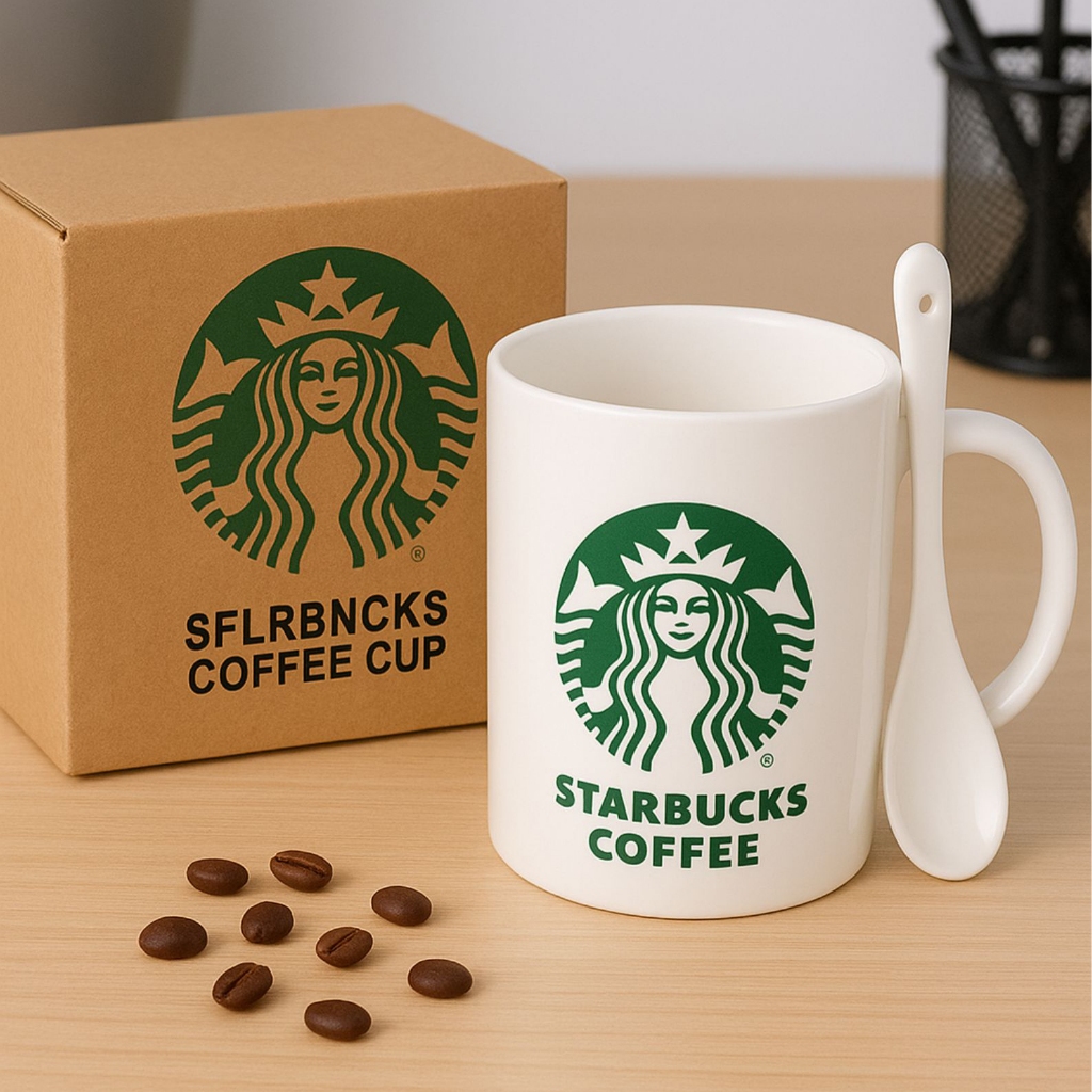 STARBUCK แก้วกาแฟ แก้วกาแฟสตาร์บัค แก้วเครื่องดื่ม 350-400ml น่ารัก ทนร้อน แถมช้อน เหมาะกับสายคาเฟ่