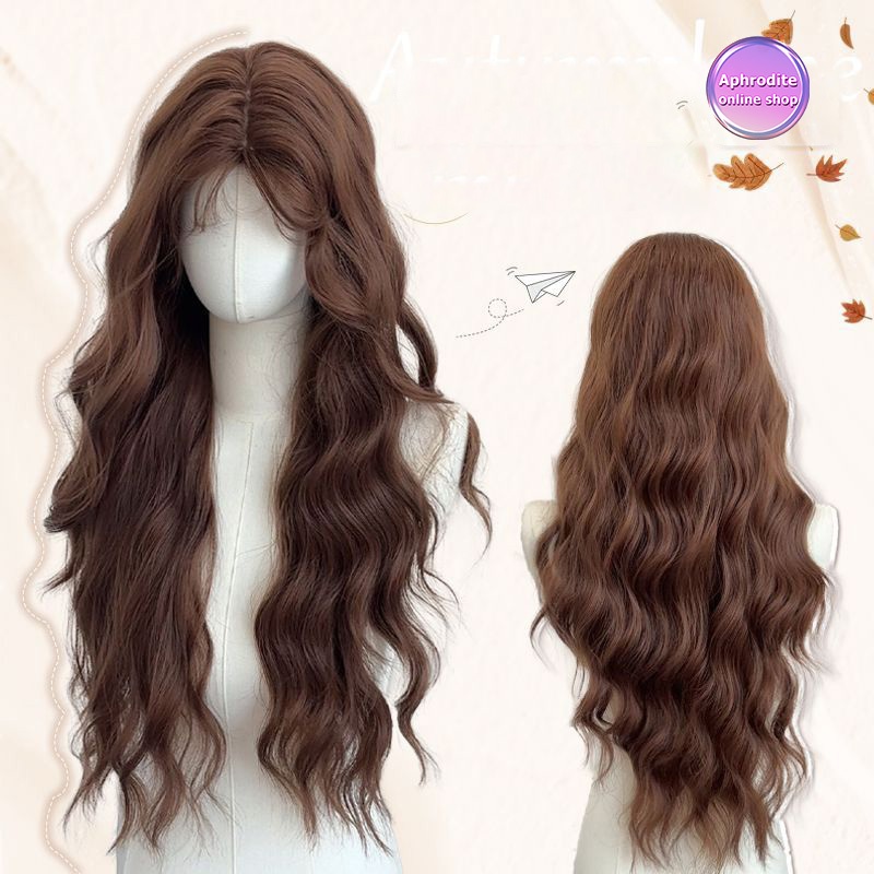 🔥ส่งไวจาก กทม🔥 สีน้ำตาล วิกผมลูกไม้ด้านหน้า วิกผมยาวลอน 65CM-70CM แฮร์พีชผมลอน วิกผมลอนคลื่น ผมปลอมคุณภาพสูง วิกผมลอนคลื