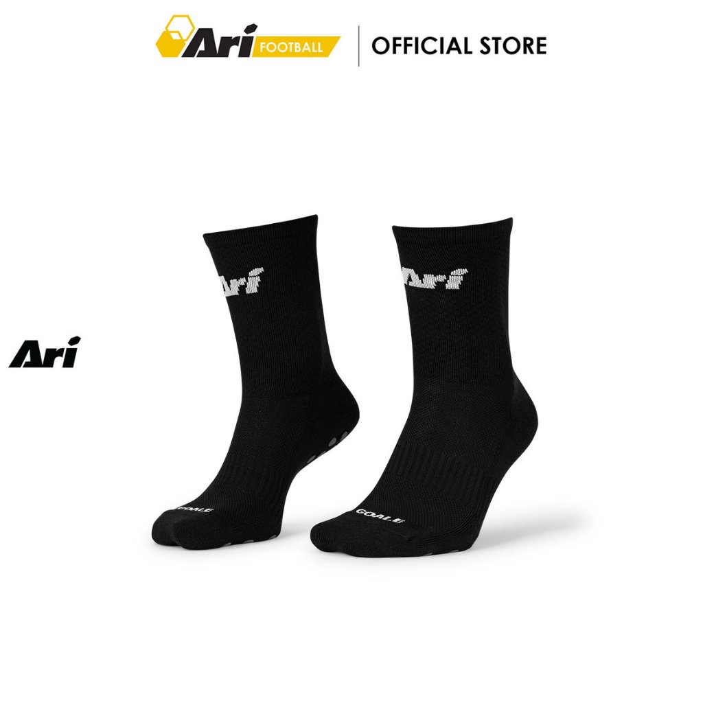 GOALE X ARI NON SLIP HALF SOCKS - BLACK (GA021) ถุงเท้าครึ่งแข้งกันลื่น GOALE X ARI สีดำ
